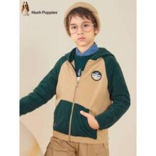 Plus会员，Hush Puppies 暇步士 2022秋新款男女童摇粒绒连帽外套（105~160码）3色新低79元包邮