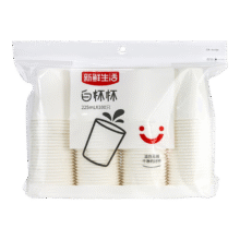 新鲜生活 一次性杯子纯白色 225ml 100只3.4元（需首购）