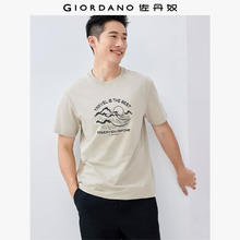 GIORDANO 佐丹奴 短袖T恤男纯棉出行夏日主题印花圆领休闲运动上衣13095206 81柳树灰 L19.95元