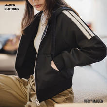 MADEN 马登 女装 空气层连帽夹克外套 星空黑 M81.13元