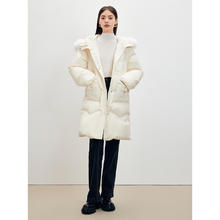 PEACEBIRD 太平鸟 女装狐狸毛领中长款羽绒服 牛角扣面包服249元