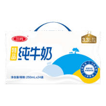 三元（SAN YUAN）8月产 特品纯牛奶250ml*24盒+特品纯牛奶250ml*16盒 中秋送礼礼盒149.9元 (满169减64,券后省20)