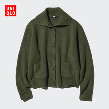 UNIQLO 优衣库 惊喜价女装舒芙蕾针织开衫/长袖外套空调衫472093 56 橄榄色 S /155/80A券后104.1元