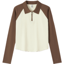 森马（Semir）[商场同款]POLO衫女短款拼色插肩袖2024秋季修身上衣10152411500329.5元