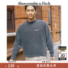 Abercrombie & Fitch 美式复古做旧LOGO宽松圆领长袖T恤139元