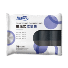 爱尔卫抽绳垃圾袋 手提自动收口穿绳加厚垃圾袋 45*50cm 黑色 5卷75只9.9元