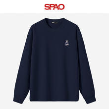 SPAO 纯棉长袖T恤男女同款 藏青/海军熊-贴布绣券后30.4元