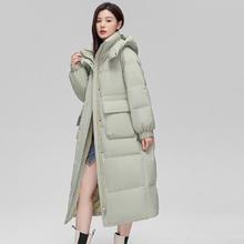 国庆放价啦：雪中飞 秋冬保暖女士直筒显瘦版型可拆卸帽长款过膝女士羽绒服女 豆绿色|4186 M /165/88A