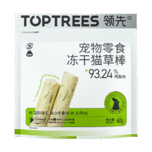 领先 猫零食鸡肉冻干猫草棒 60g 排吐毛球6.6元（需领券）