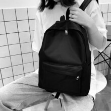 双肩包 休闲背包大容量 书包男生初中生简约百搭电脑旅行包 黑色5.9元