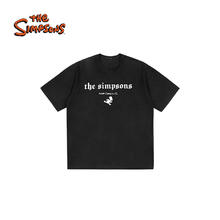 the Simpsons 辛普森一家短袖t恤麂皮绒宽松情侣圆领上衣服 黑色 3XL券后48元