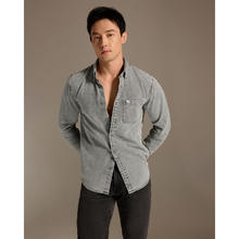 Abercrombie & Fitch 男装春秋经典小麋鹿美式复古通勤牛仔布衬衫KI125-4040 浅灰色170元