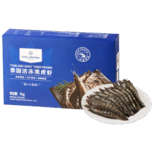 1号会员店 泰国活冻黑虎虾 斑节对虾 海鲜水产 净重2斤（31-40只）89元