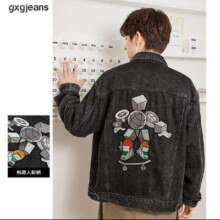 20点：gxgjeans 男装 春秋新款个性印花水洗牛仔夹克165元包邮