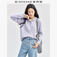 GIORDANO 佐丹奴 针织衫女秋冬软糯风翻领卷边插肩袖针织开衫女13354669 71浅紫 XL39.15元