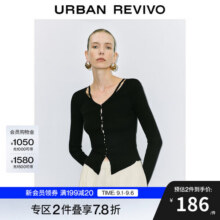 UR2025秋季新款女装休闲设计感纽扣修身针织衫UWM950079 黑色 XS172.1元 (满2件9折,券后省0.72)