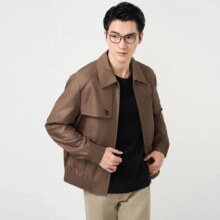 七匹狼 秋季外套翻领斜纹棉混纺上衣纯色单男士夹克159元