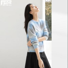 对白 2025春秋 含绵羊毛渐变圆领毛衣 S-XL