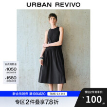 UR2025春季新款女装简约气质纯色拼接无袖连衣裙UWM750038 黑色 XS