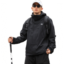 美津浓户外锋衣三合一两件套抓绒内胆保暖登山防寒服滑雪服 黑色 2XL199.5元（需领券）