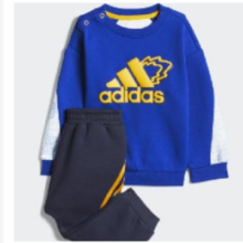 再降价：adidas 小童长袖卫衣卫裤套装89元