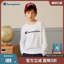 Champion 冠军牌 25秋季新款 儿童纯棉长袖T恤306880 四色