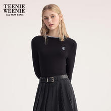 TEENIE WEENIE 小熊女装T恤2025秋季新款简约线条撞色拼接长袖上衣 黑色 M279元