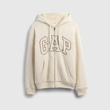 Gap 盖璞 男女装新款LOGO仿羊羔绒宽松连帽衫卫衣131元