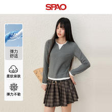 SPAO v领假两件打底衫 柔软舒适微弹上衣 男女同款 3色任选37.5元