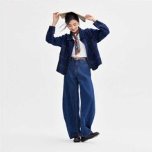 佐丹奴 秋季时尚洗水膝部打褶高腰显瘦百搭香蕉裤牛仔裤女士99元