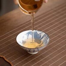 德化 青花斗笠茶杯 80ml*6（花色随机)10.99元包邮（1.8元/个）