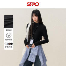 SPAO 半高领薄绒长袖T恤 黑#纯色29.5元（需买2件，需用券）