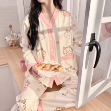 婧麒（JOYNCLEON）春秋新款月子服怀孕期大码开衫睡衣套装女时尚休闲家居服 粉龙宝宝Jyz166976 M码64元 (券后省35)