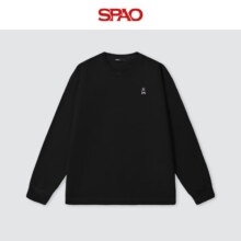 SPAO100%纯棉长袖T恤男女同款 黑/海军熊-贴布绣59.8元（需领券，合29.9元/件）