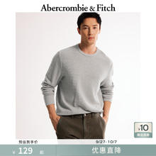 Abercrombie & Fitch 男装24春秋款美式复古廓形圆领微华夫格纹长袖T恤124-4341 浅麻灰色 XL114.6元