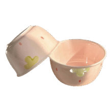 草莓陶瓷碗勺家用高颜值米饭碗少女心甜品碗釉 【4件套】5元（需领券）
