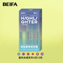 贝发双头叠色荧光笔 标记划重点不晕染软头记号笔 高颜值手抄报手账笔 暮色光谱14.16元（合4.72元/件）