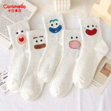 下拉6.9元6双！caramella！卡通萌宠中筒袜11.1元