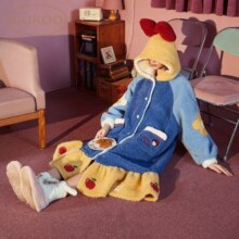 果壳（Gukoo）睡衣女迪士尼IP系列白雪公主冬珊瑚绒长款睡袍女睡衣加厚家居服D 深蓝女睡袍 S199元 (券后省100)