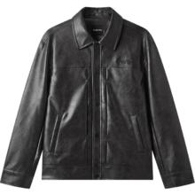 gxgjeans 25秋新品 复古pu皮美式简约夹克 黑色