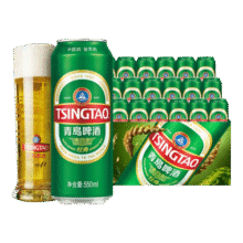 青岛啤酒（TsingTao）经典青啤酒系列原麦汁浓度10°P大罐加量不加价听装整箱啤 550mL 18罐 整箱装89元 (满2件8.60折,券后省30)