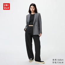 UNIQLO 优衣库 开业价女装针织廓形长裤快干速干吸汗高腰弯刀裤479688 09 黑色 L /160/72A券后89.1元
