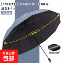 超大号雨伞加大加固加厚自动太阳伞暴雨专用遮阳防紫外线晴雨两用 藏青色【加大加固/遮阳防晒】9.94元（需领券）