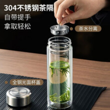 富光双层玻璃杯加厚底+不锈钢盖320ml12.95元包邮（需领券）