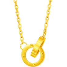 中国黄金（CHINA GOLD）18K黄金环环相扣项链女新款锁骨链玫瑰金彩金双环套链 环环相扣项链 约0.75g 绚丽玫瑰金色827.5元 (每满300减50,券后省20)