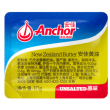 安佳(Anchor)新西兰进口 动物黄油原味无添加盐10g*20 早餐小粒包装133.56元（合22.26元/件）