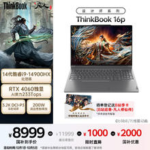 国家补贴：ThinkPad ThinkBook 16p 2024款 16英寸笔记本电脑（i9 14900HX、RTX4060、32G、1T）8999元