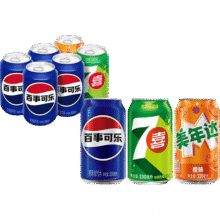 百事可乐Pepsi 可乐*4+7喜*1+美年达*1 碳酸饮料 汽水330ml 混合装14.9元 (月销1w+)