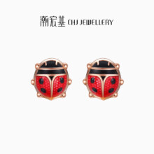PLUS会员：CHJ JEWELLERY 潮宏基 18K金耳钉 小瓢虫 单只
