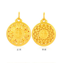 金小貅黄金八宝罗盘吊坠足金999福字莲花项链古法花丝坠子节日送礼妈 1g 八宝罗盘吊坠-配合金项链939.0元（合939元/件）